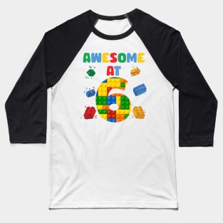 6 Year Old Building Blocks B-day Gift For Boys Kids Baseball T-Shirt